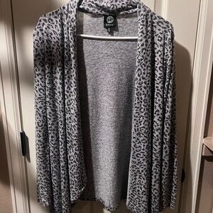 Gray Leopard Print Women's cardigan